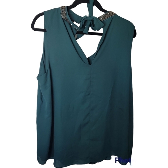 Torrid Embellished Mock Neck Green Blouse Size L - Picture 2 of 6